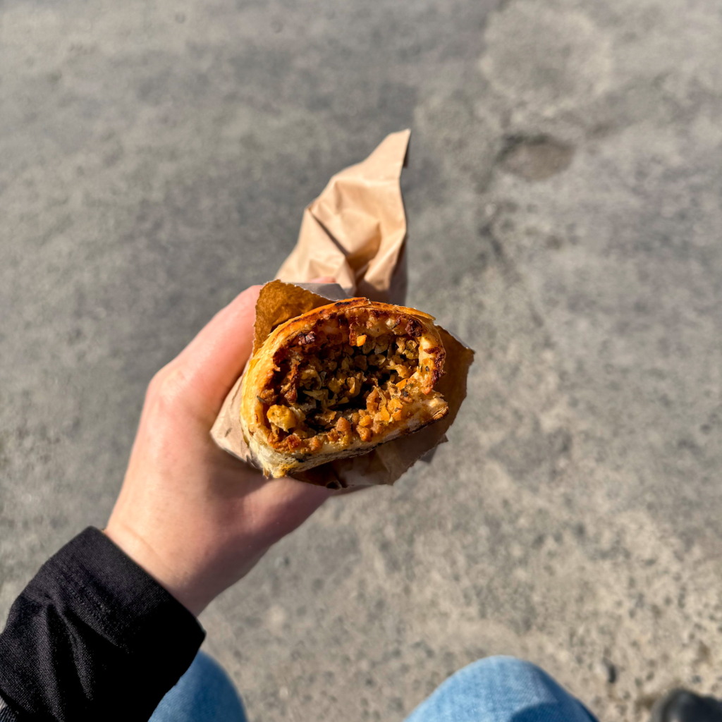 A veggie sausage roll from Nourish Cafe