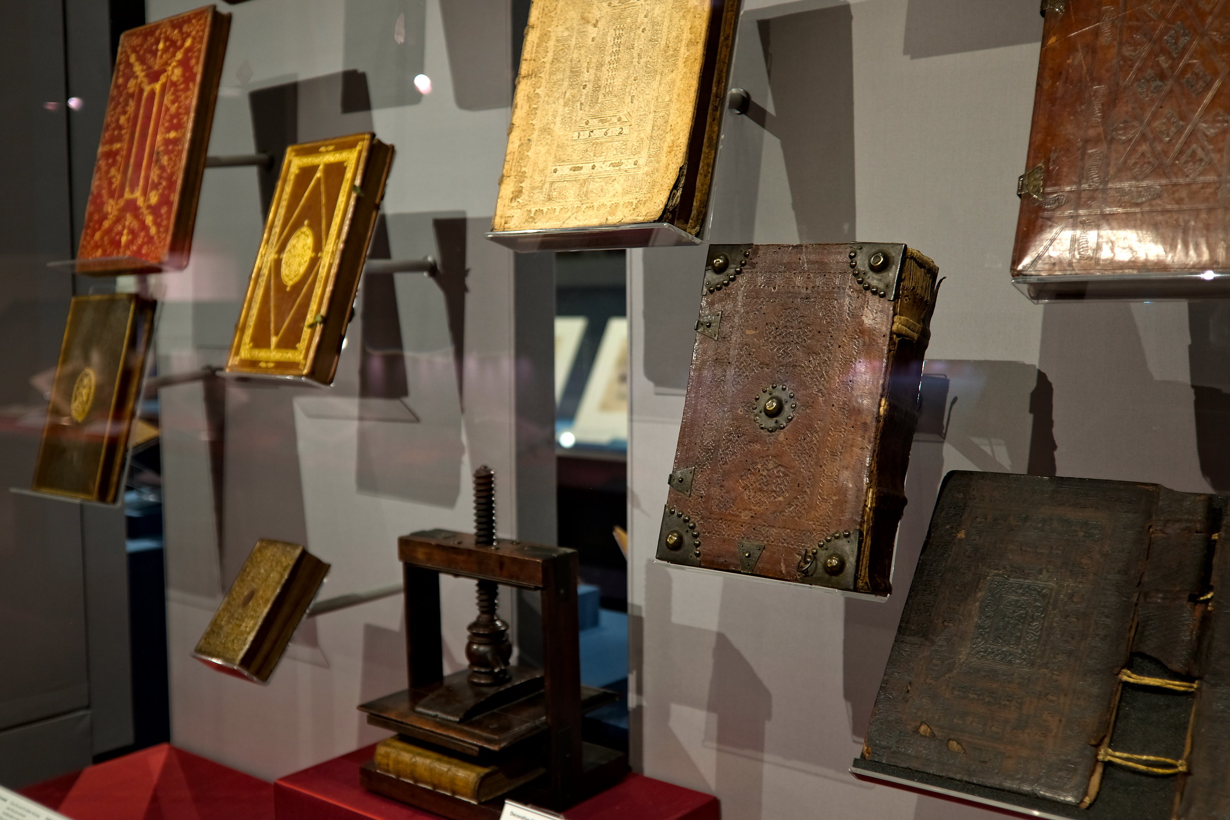A wall of old books at Chester Beatty Library at Dublin Castle