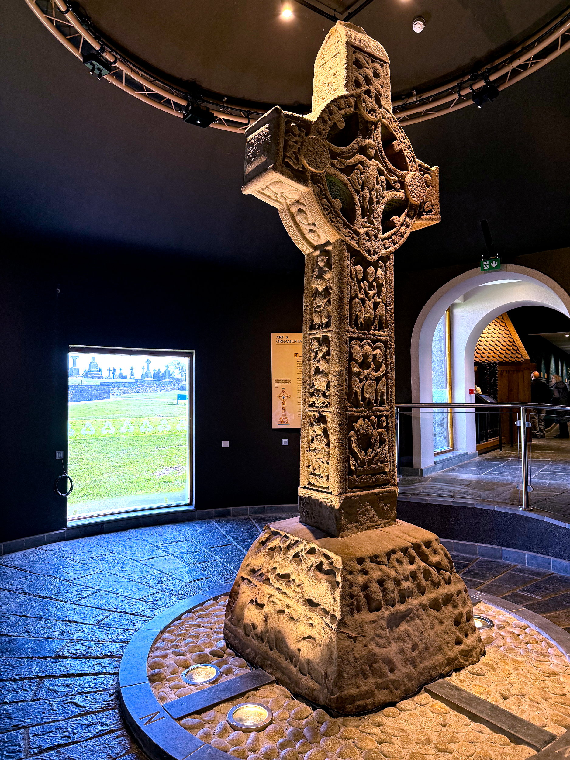 An ornate high cross at Clonmacnoise Monastic Site