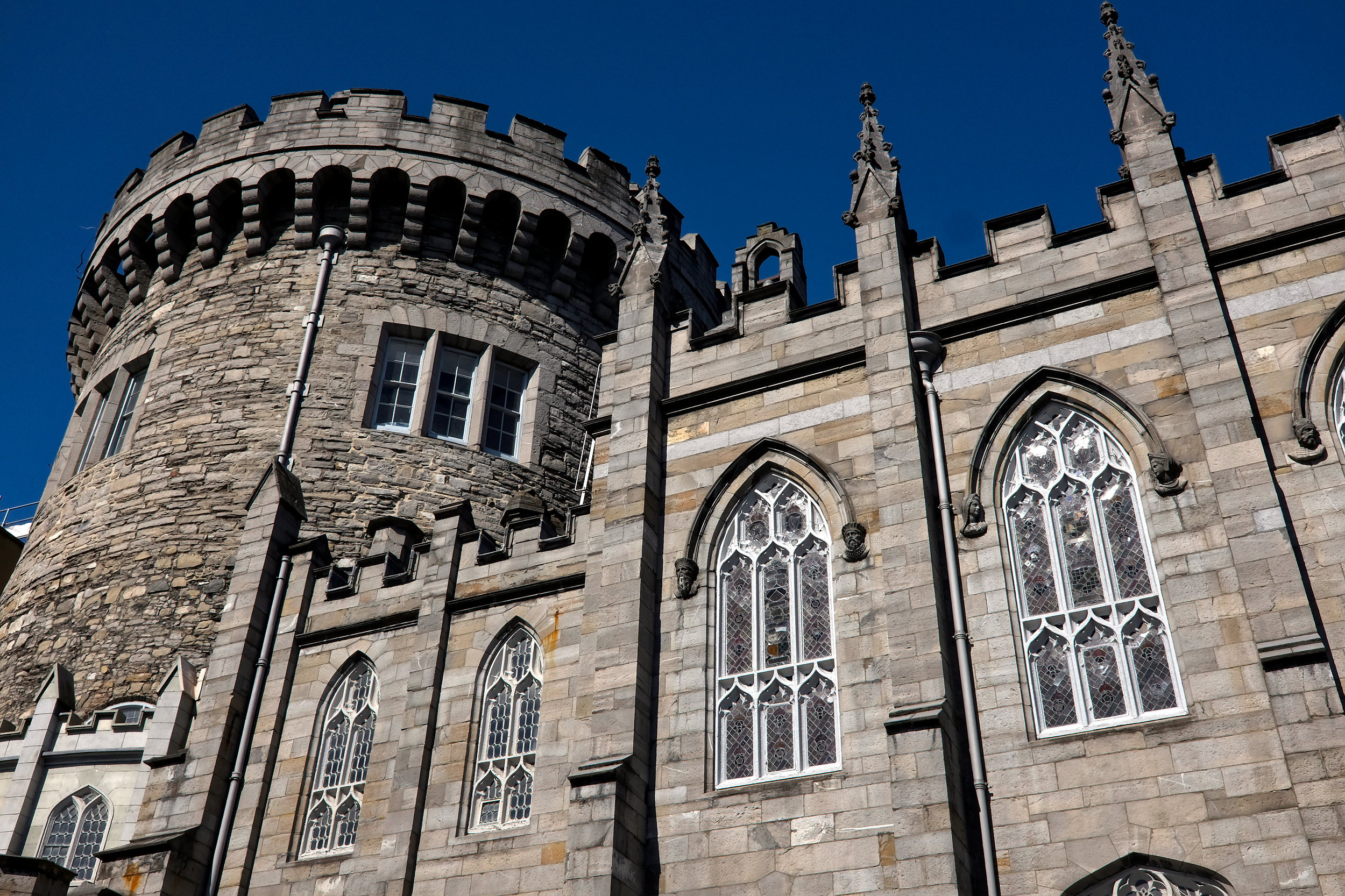 Dublin castle with a blue sky in the background