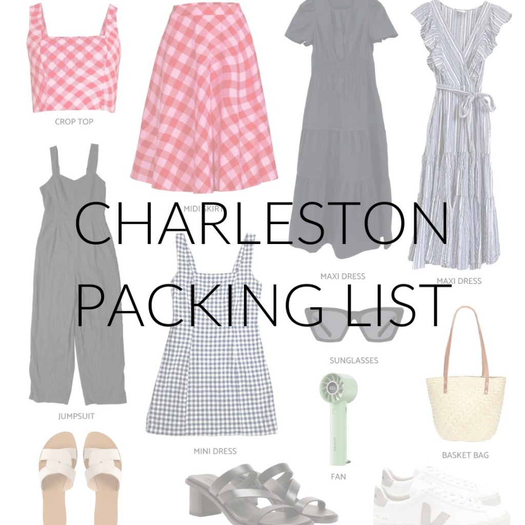 A colorful packing list with text overlay "Charleston Packing List"