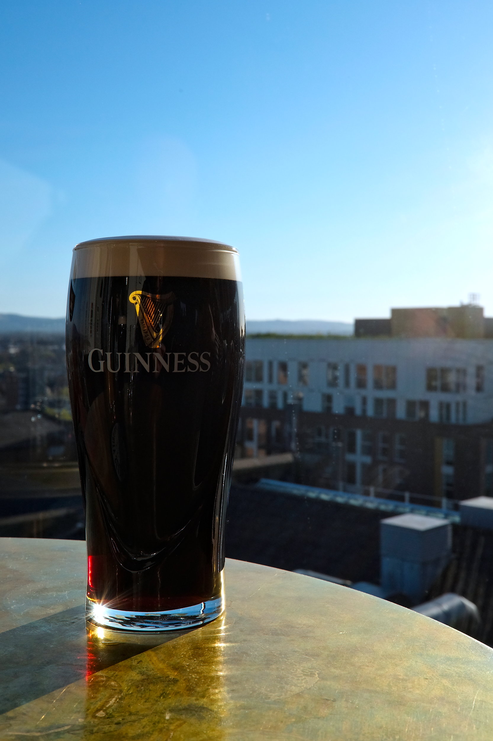A pint of Guinness in the sunshine at the Gravity Bar