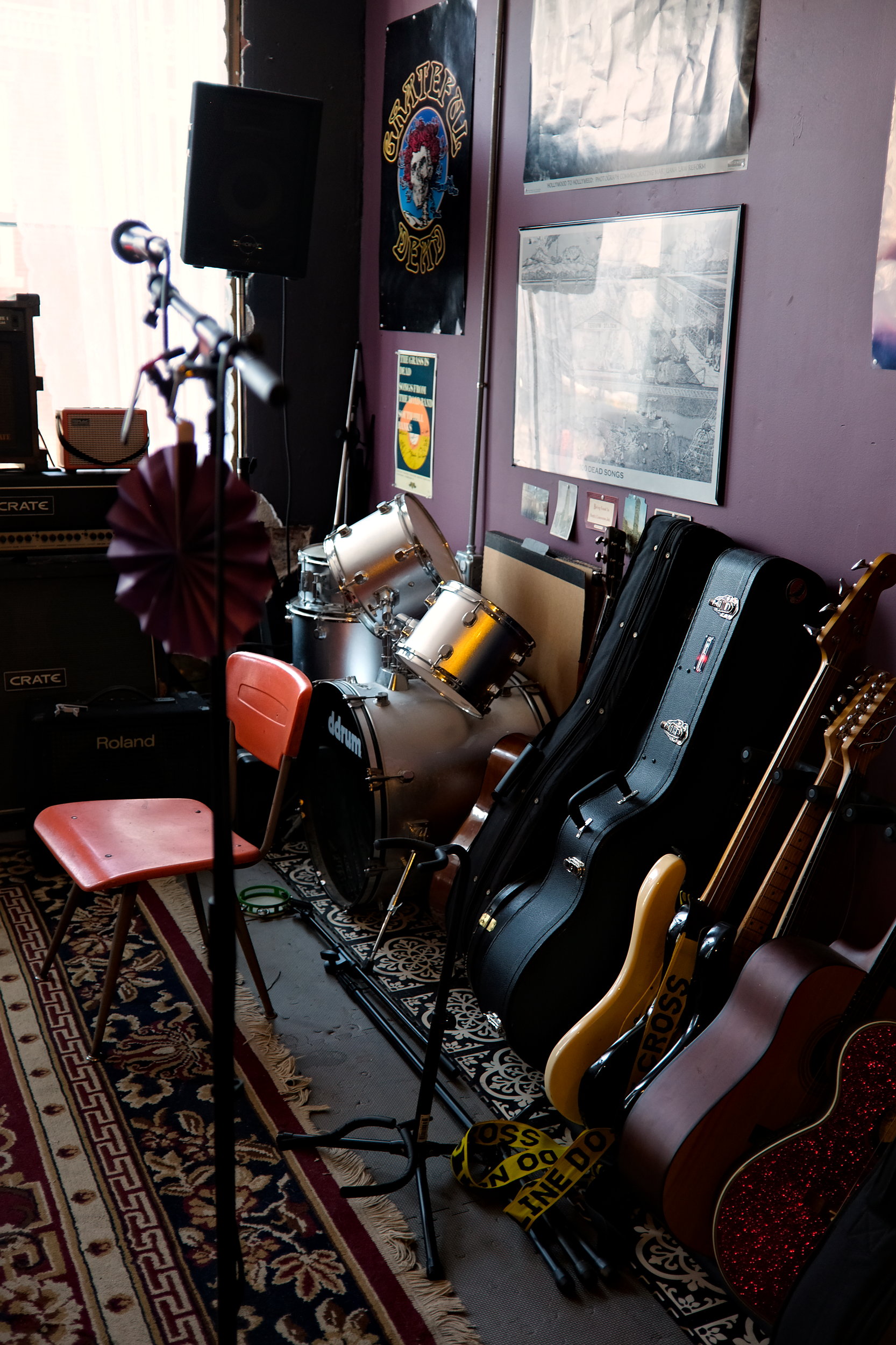 Guitars ready to go at The Roseland