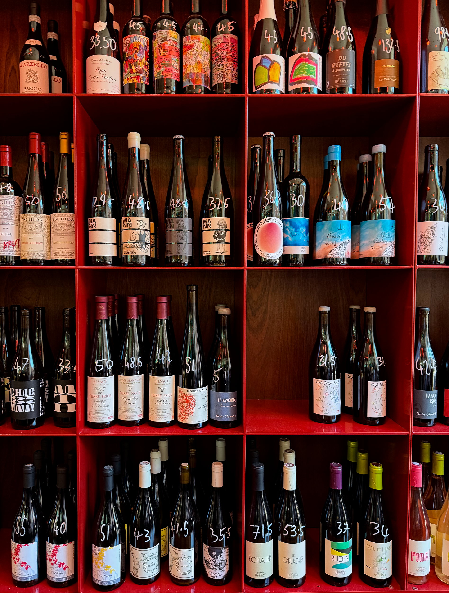A wall of wine bottles at Loose Canon Cheese and Wine in Dublin