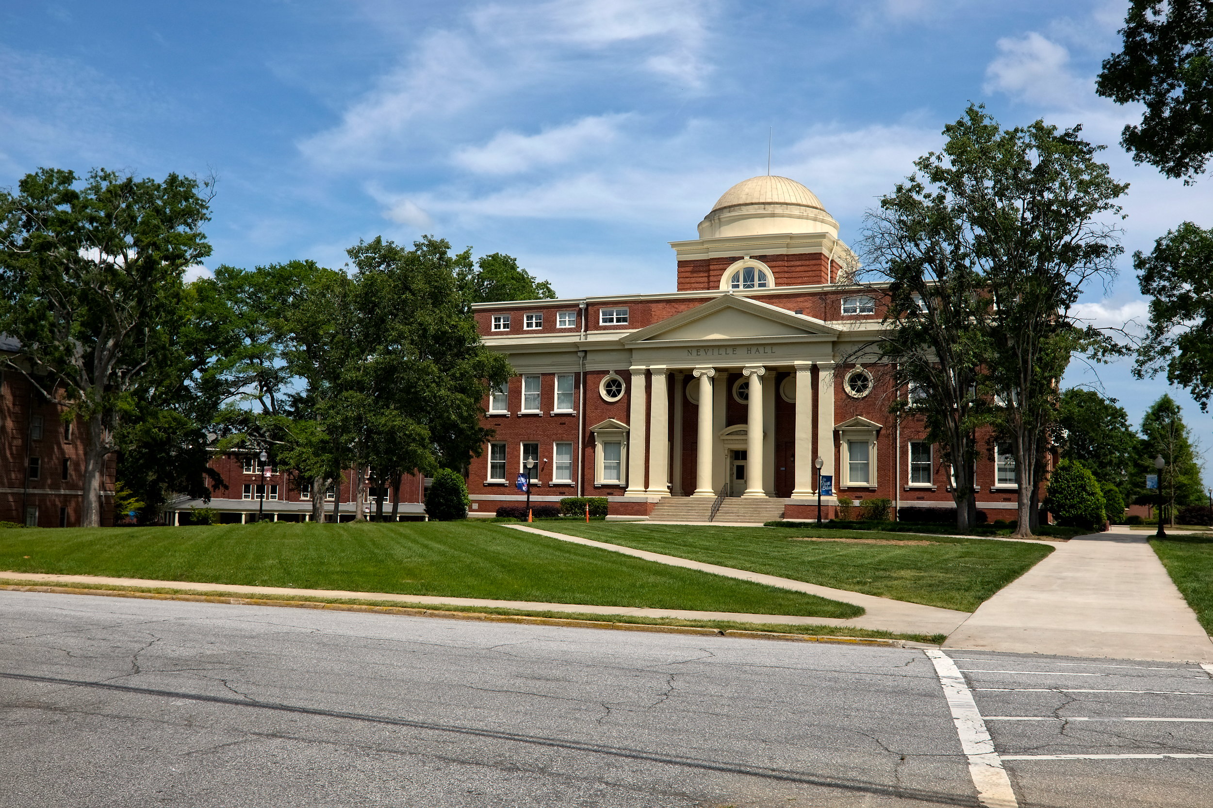 View of Neville hall on the Presbyterian College campus