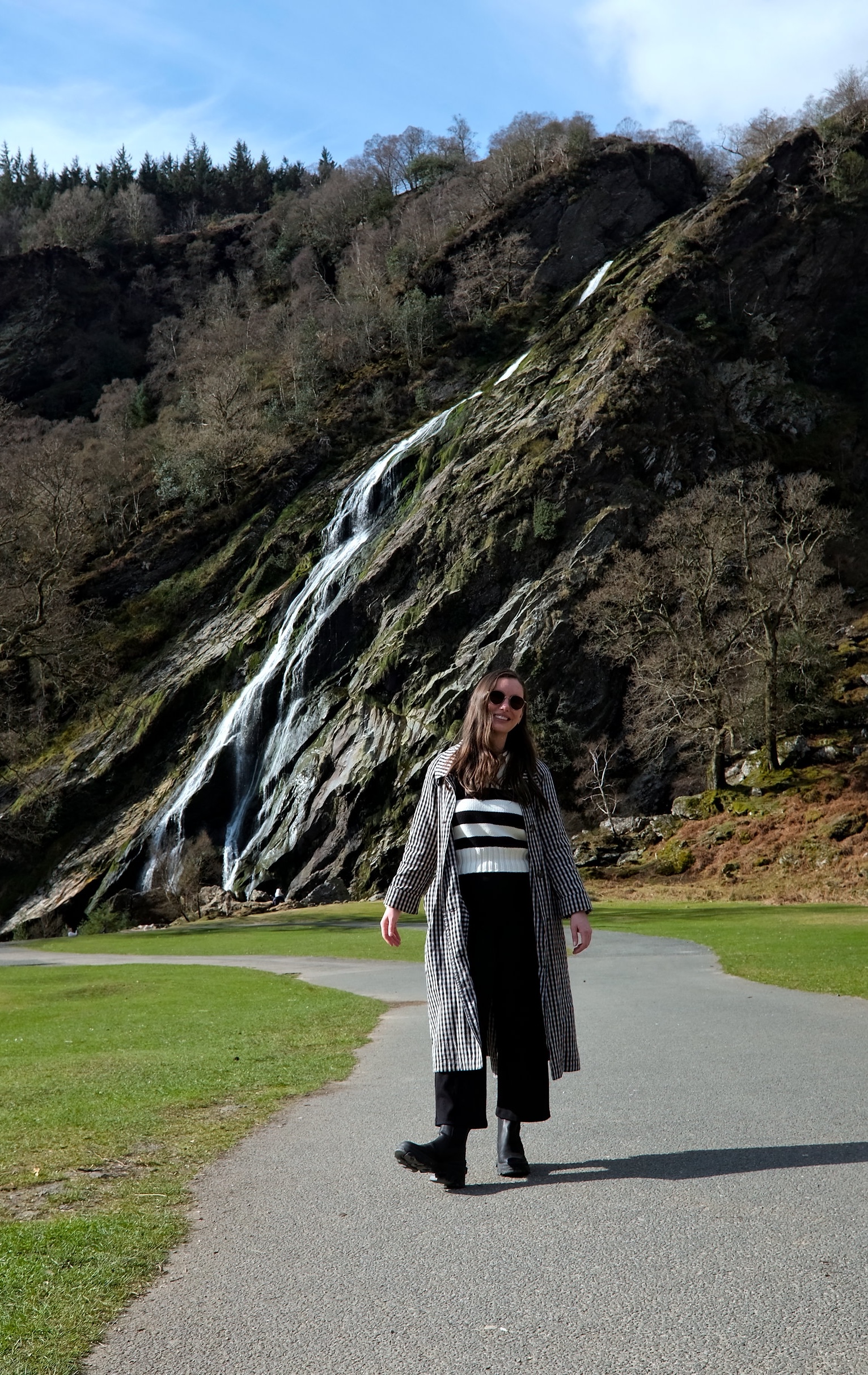 Alyssa in front of Powerscourt. Waterfall