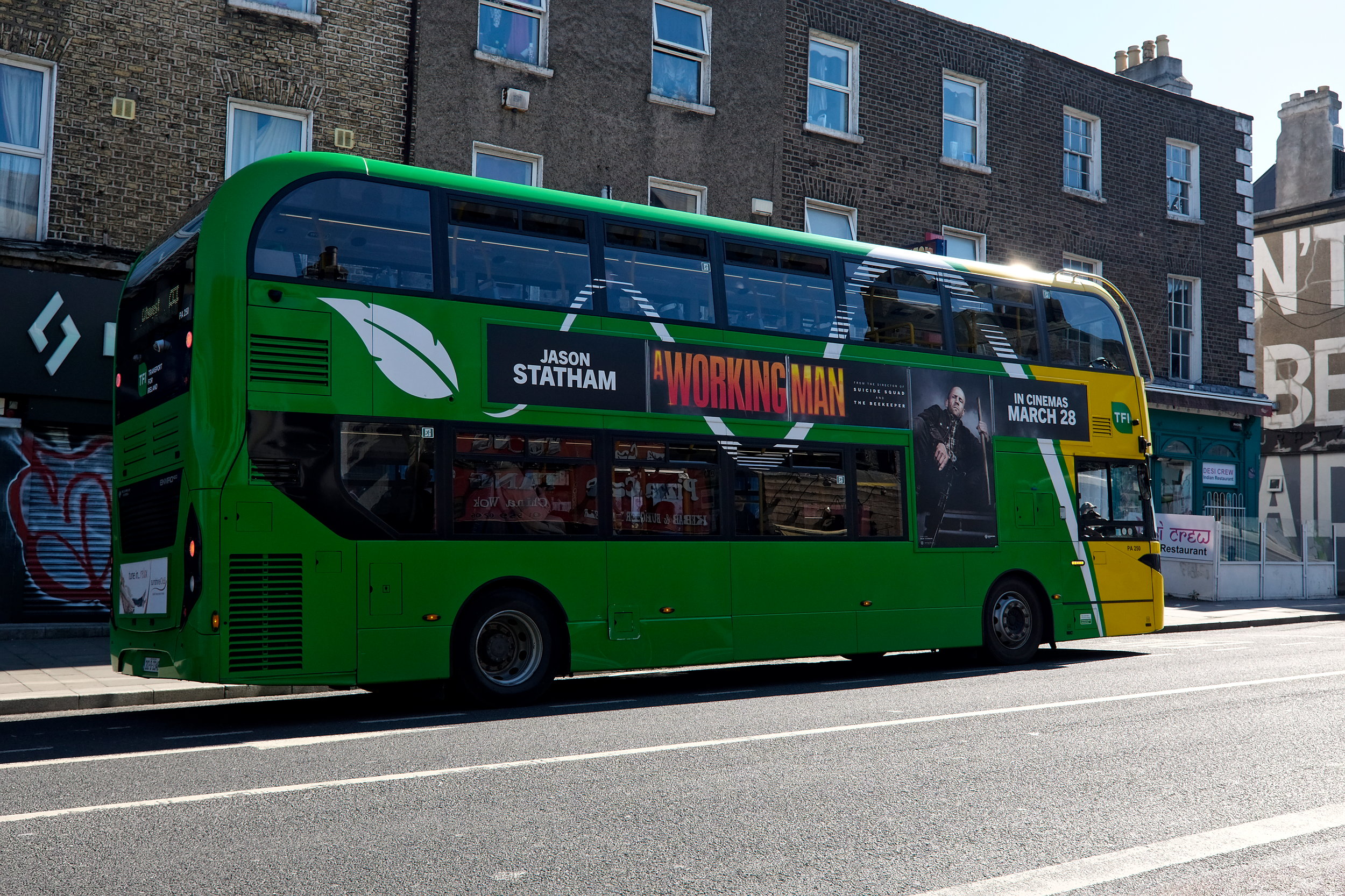 A TFI bus rolls through Dublin