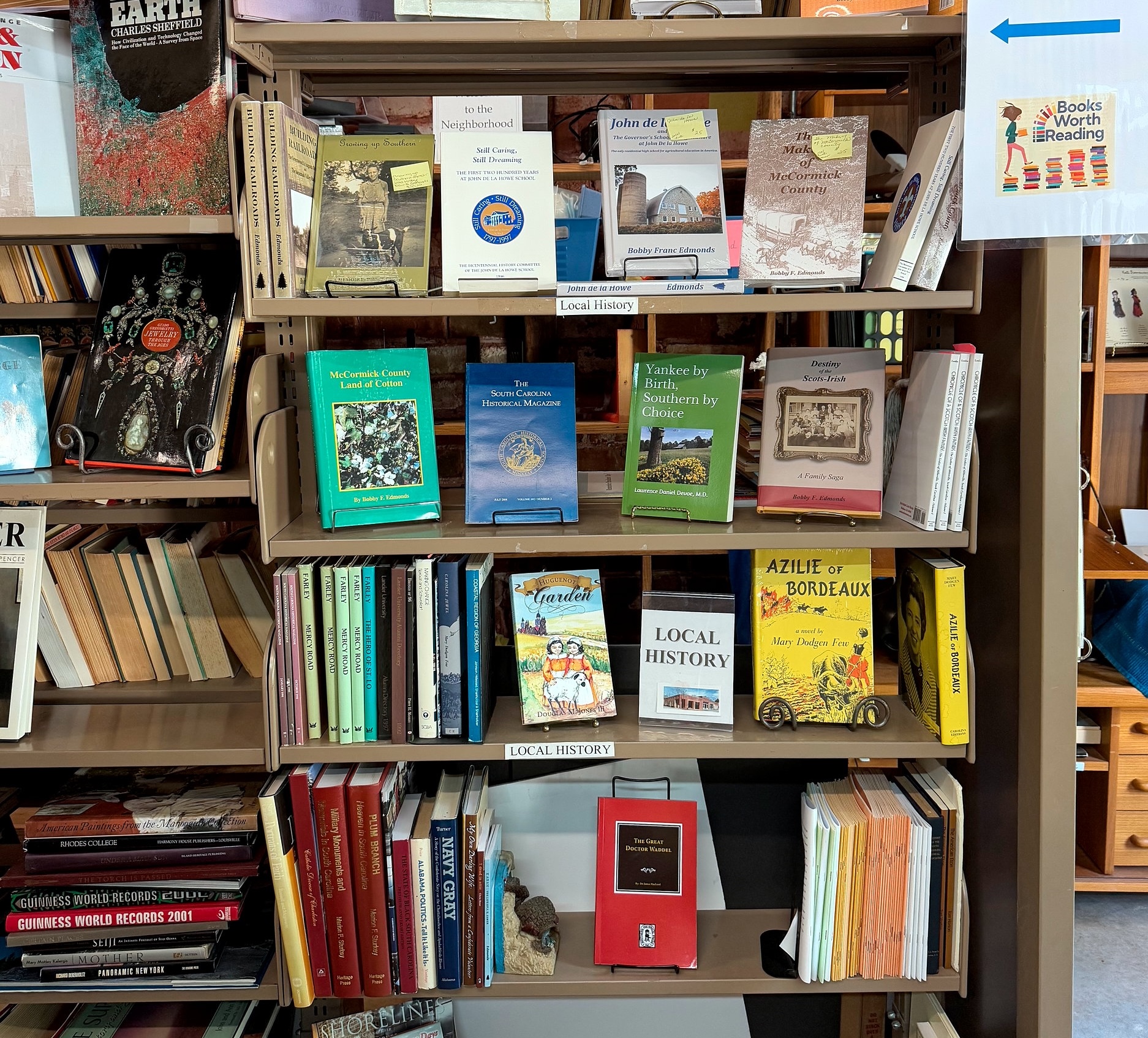 Books on a shelf at Willington Bookshop