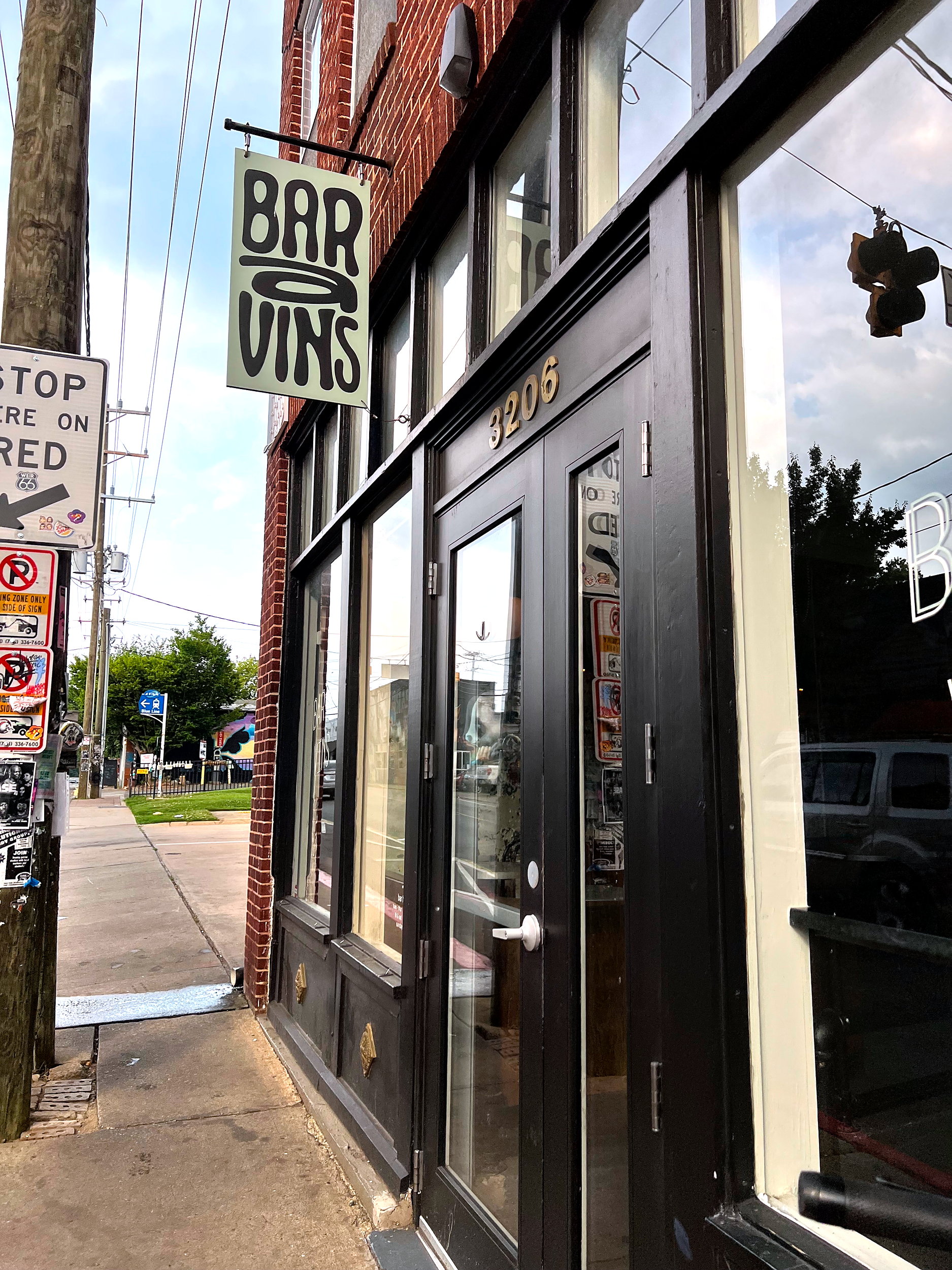 Exterior of Bar à Vins in the NoDa neighborhood of Charlotte