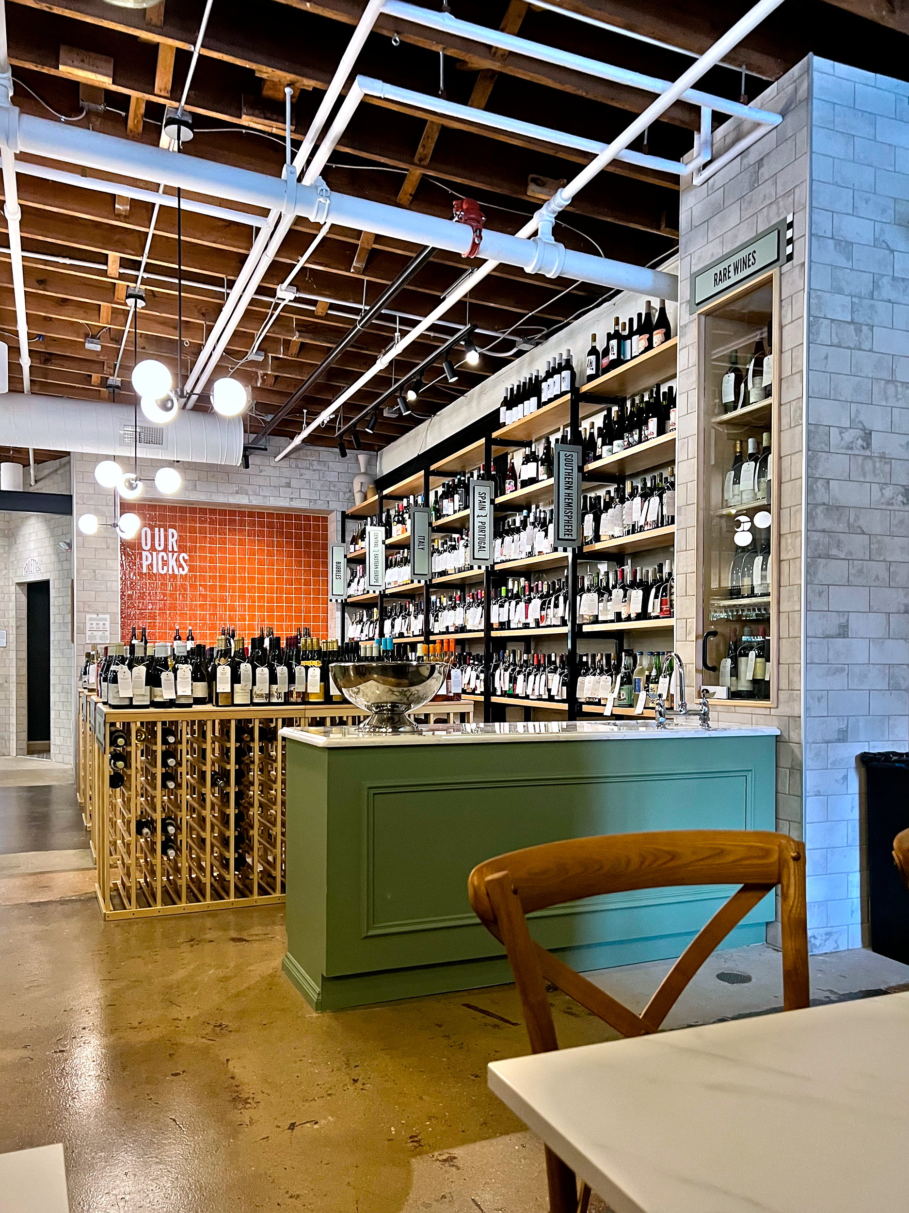 Retail bottles at Frenchy's Sip and Shop