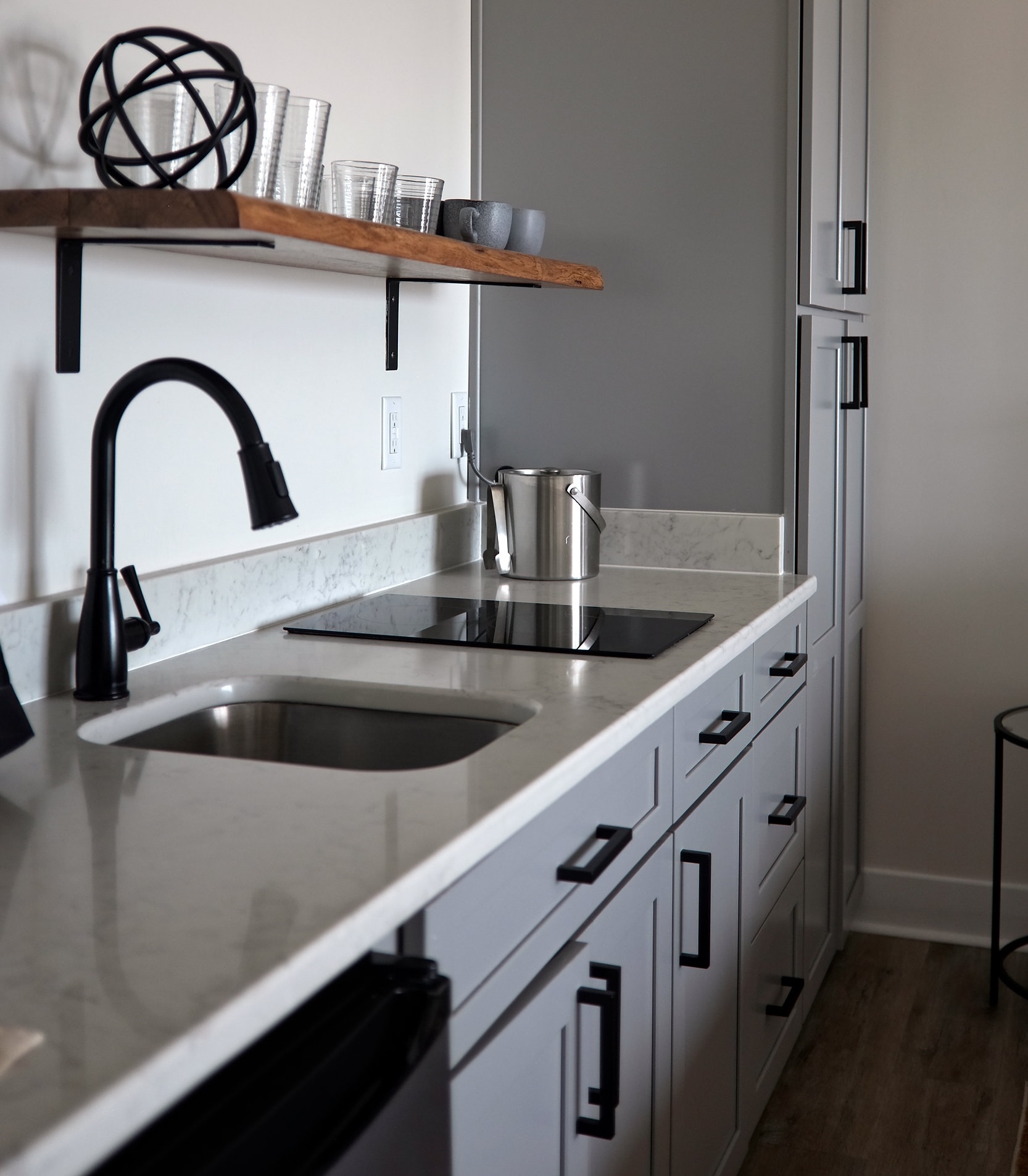 A kitchenette inside one of the suites at The Lighthouse